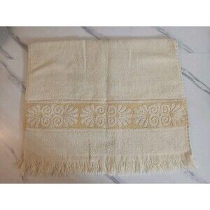 Vintage  Cannon Monticello Hand Towel Yellow Sculpted Fringe